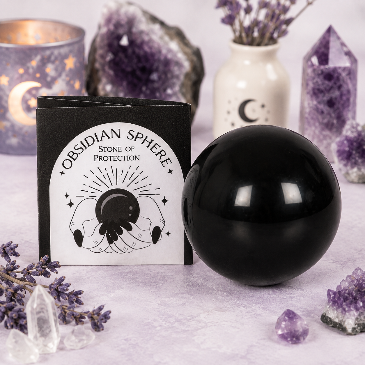 5cm Black Obsidian Crystal Sphere – Protection & Grounding