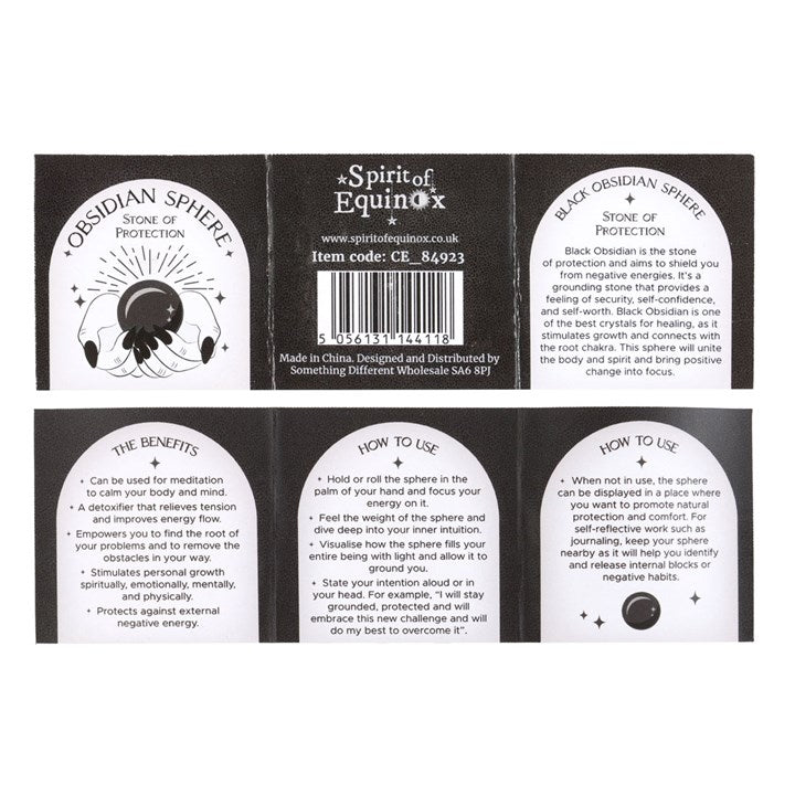 5cm Black Obsidian Crystal Sphere – Protection & Grounding