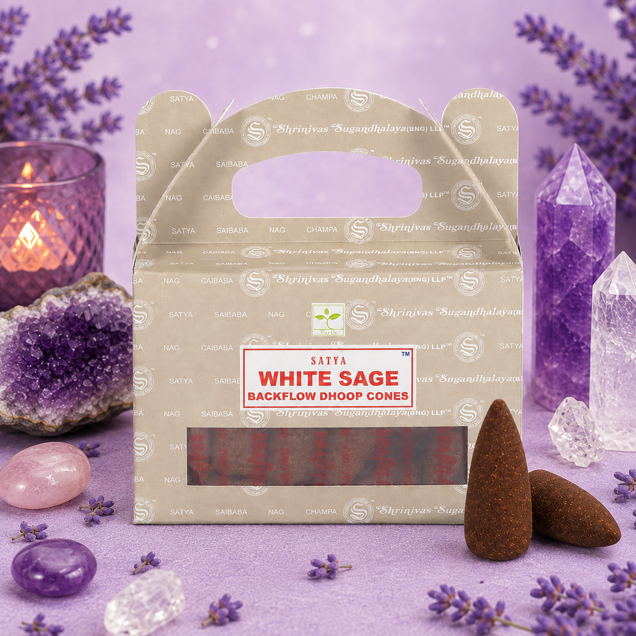 Satya White Sage Backflow Dhoop Cones – 6 Cones
