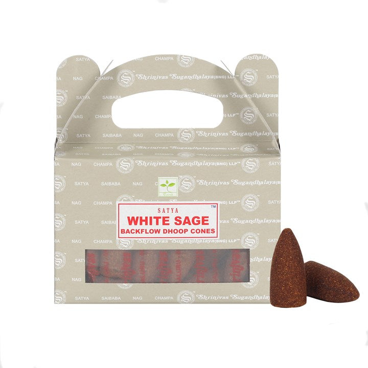 Satya White Sage Backflow Dhoop Cones – 6 Cones