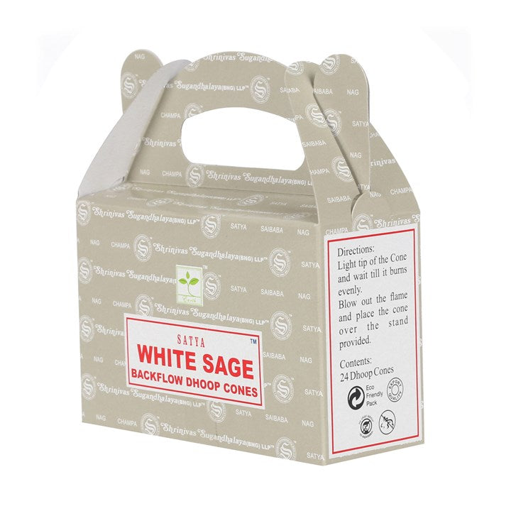 Satya White Sage Backflow Dhoop Cones – 6 Cones