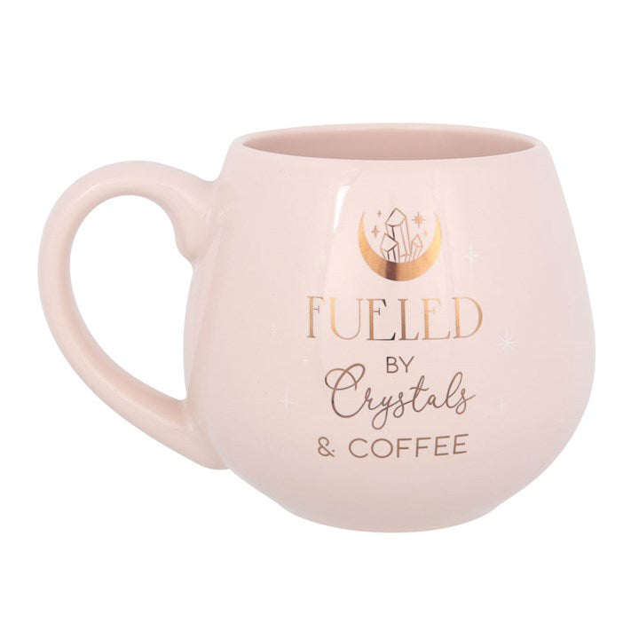 Fueled by Crystals and Coffee’ Pink Mug – 500ml