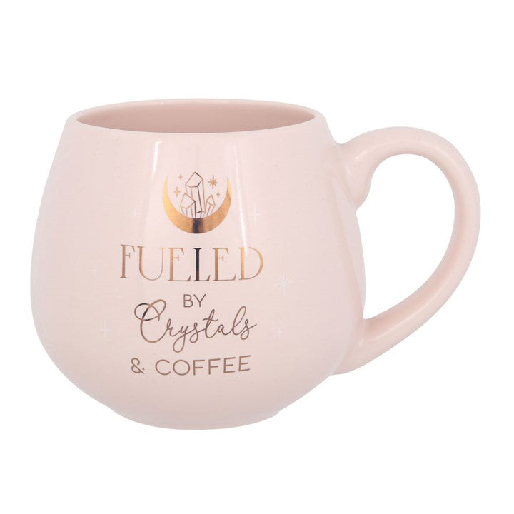 Fueled by Crystals and Coffee’ Pink Mug – 500ml