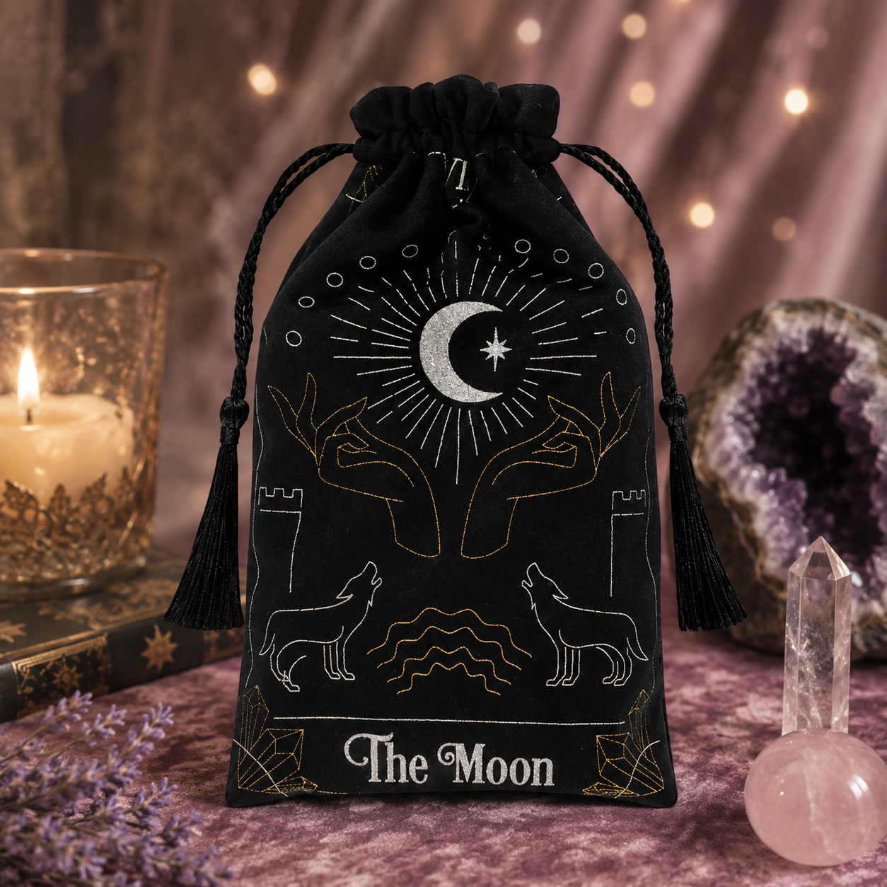 Moon Tarot & Oracle Card Drawstring Pouch