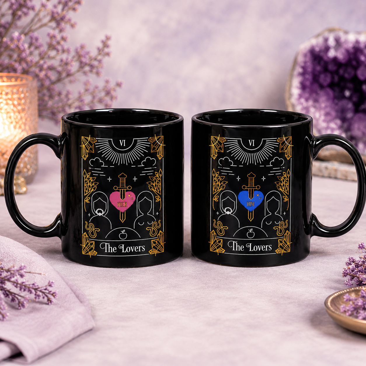 The Lovers’ Tarot Couple’s Mug Set – Set of 2