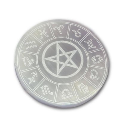 Large Selenite Zodiac Charging Plate